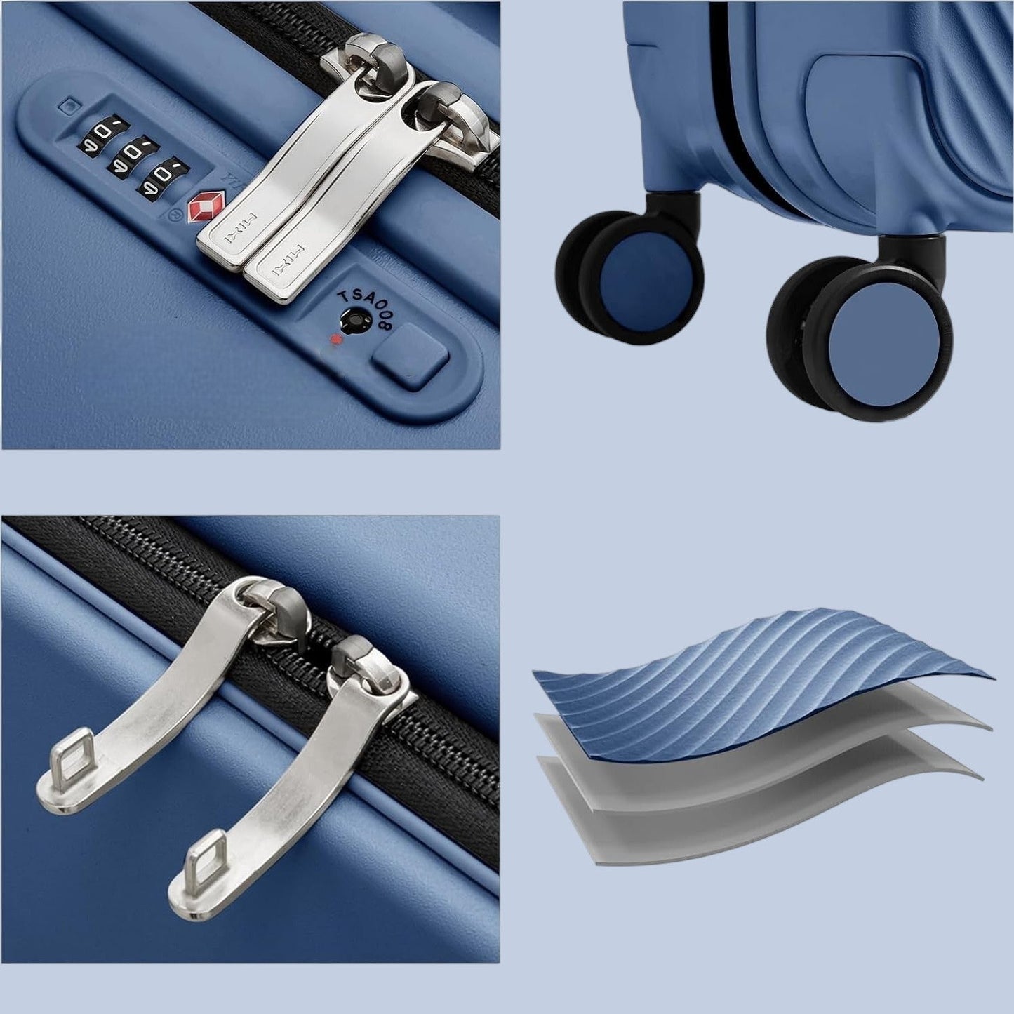 Valise de Voyage - WideRollTravelCase™ - Bleu - Sackéa - L'essentiel voyage