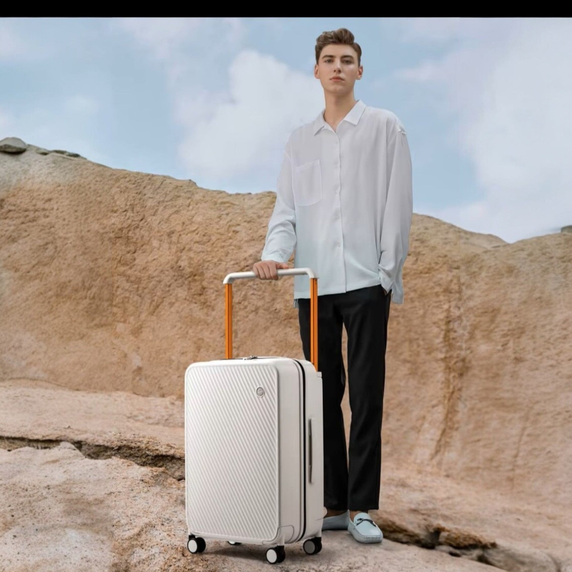 Valise de Voyage - WideRollTravelCase™ - Blanc Fumé - Sackéa - L'essentiel voyage
